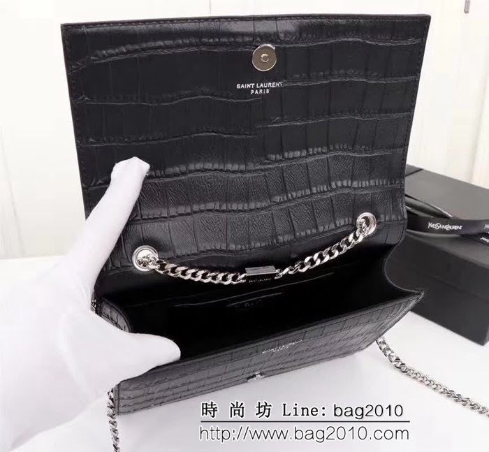 YSL聖羅蘭 專櫃最新V紋皮 金色五金扣 可拆卸鏈條 小挎包 27720 YAS1275
